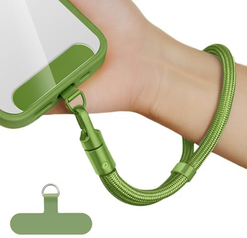 AOKSUNOVA Cinturino per cellulare corto, laccetto per cellulare da polso, cinturino da polso, cordino corto, portachiavi verde
