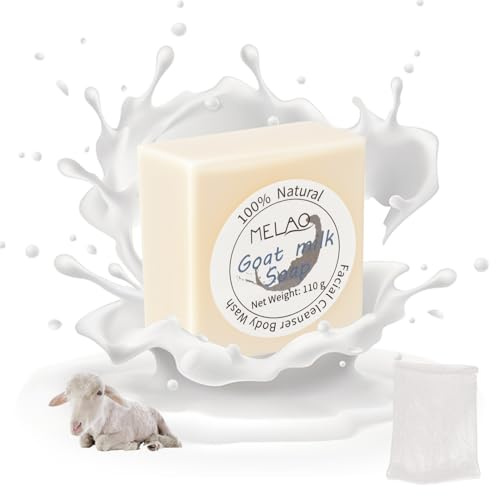 Jabón natural de leche de cabra, jabón orgánico de leche de cabra, 110 g, jabón natural sólido, jabón corporal y jabón de manos sólido, calmante, hidratante y purificante