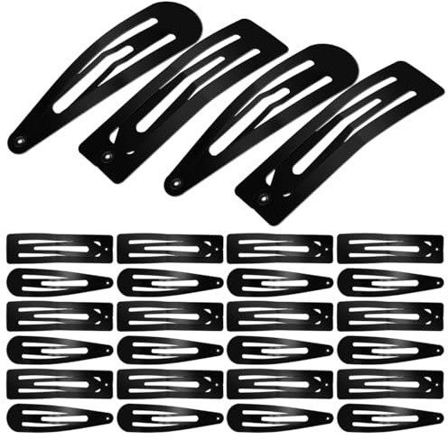 CALLARON Pinces à Cheveux Noires à Pression En Métal 30 Pièces Grand Format 8 Cm Multifonctionnelles Pour Femmes Usage Quotidien Et Coiffure