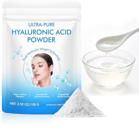 Polvo de ácido hialurónico 100 g, polvo de ácido hialurónico para hidratar la cara, para suero cosmético hialurónico, suero hidratante facial DIY