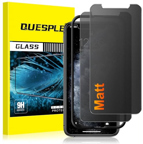 QUESPLE [2 Stück] Matt Panzerglas Sichtschutz für iPhone 11 Pro Max/XS Max, 28° Anti Spähen Blendschutz Matte Schutzfolie, Anti-Fingerabdruck, Anti-Kratzen Gehärtetem Glas Displayschutzfolie