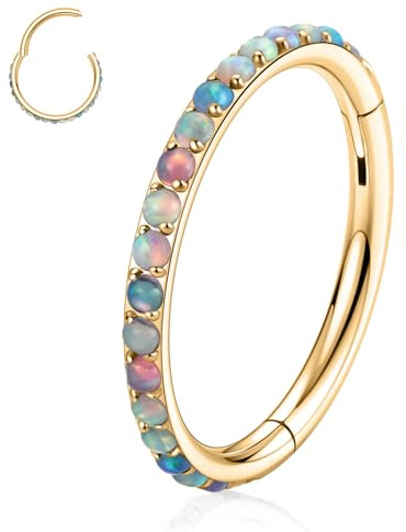hengkaixuan 316L chirurgischer Stahl Nasenring Opal Nasenring Knorpel Ohrring Tragus Helix Conch Rook Daith Piercing Schmuck Lippen Septum Ring