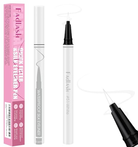 Fadlash Waterproof Eyeliner Liquid, White Ink Matte Eye Liner,Smooth & Dry Quickly Eye Pen Smudge-Proof, Long-Lasting Natural Look, Not Prone, Highly Pigmented, Vegan (0.6 ml)