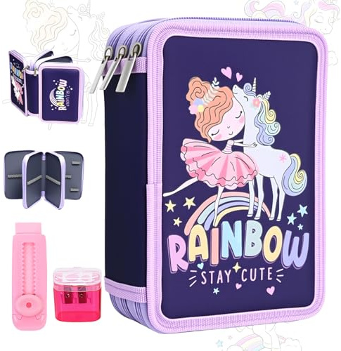 ComPDCVD Trousse Grande Capacité, Trousse Scolaire, Etui à Crayon