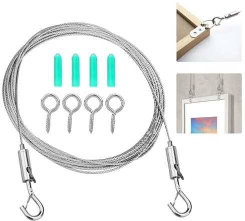 Drahtseil 1,5mm Stahlseil Ummantelt 5M Seilspanner Edelstahl mit ösen Längenverstellbar Haken,Wäscheleine mit Stahlkern Duschvorhangseil Kletterpflanzenseil Gardinenseil Outdoor Vorhang Edelstahl Seil