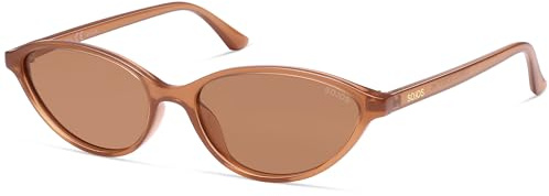 SOJOS Ovale Schmal Polarisierte Sonnenbrille für Damen Retro Chic 90er Stil Leichte Sonnenbrille SJ2656, Braun