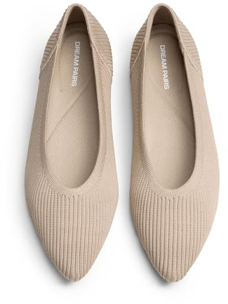 DREAM PAIRS Ballerine Eleganti in Maglia da Donna, Comode, Lavabili, Flessibili, Traspiranti, Casual, Classiche, da Lavoro, in Ufficio, da Passeggio,Size 40.5,Nudo,SDFA26003W