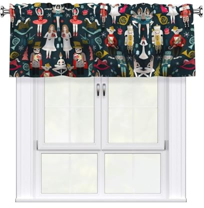 BLWSLC Mantovana da donna con stampa di balletto schiaccianoci di Natale, tenda corta, decorazione per la casa adatta per cucine, bagni, lavanderie, ecc.