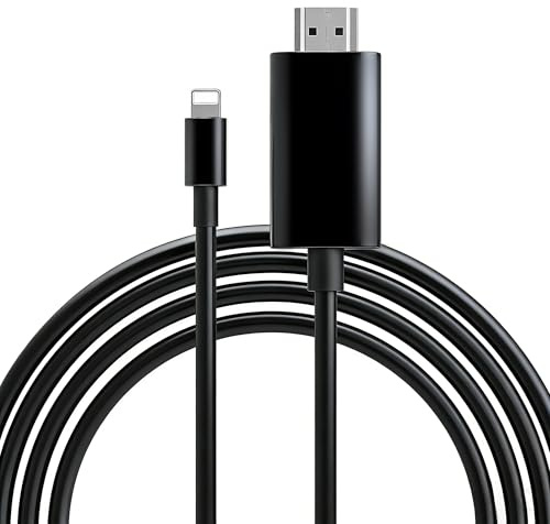 [Certificado MFi] Adaptador de cable Lightning a HDMI versión de 13 pies de largo, adaptador Lightning a AV digital 1080P, conector de pantalla de sincronización compatible con iPhone 14, 13, 12, 11 a
