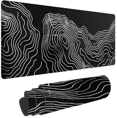 Tapis de Souris Gaming XXL - 1000x500x3mm - Bande Grand Tapis de Clavier Bureau Antidérapant avec Bords Cousus, Noir Et Blanc Grand Mouse Pad Gaming pour Bureau et Maison, améliore la Vitesse -35675