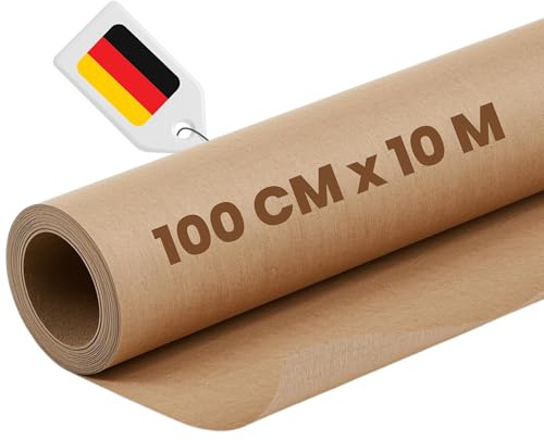Packpapier Rolle 100cm x 10m - 100% Recycling Verpackungspapier, nachhaltige Kraftpapier Rolle ohne Hülse. Einpackpapier perfekt für Umzug, als Geschenkpapier, Blumenpapier oder für DIY-Projekte.