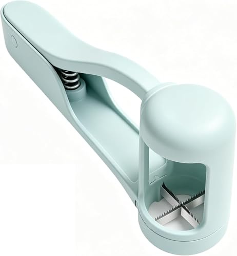 Handheld Grape Cutter, Baby Fruit Slicer Tool for Quartering Grapes Cherry Tomatoes Strawberries, Stainless Steel Serrated Blades, Safe Kitchen Gadget for Toddlers Kids Adults