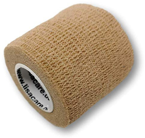 LisaCare, cohesive bandage, fixation bandage, self-adhesive, elastic, 5 cm wide, for human and animals, for sport riding