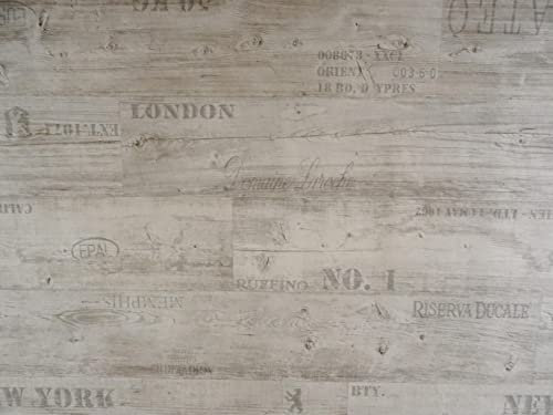 PVC Bodenbelag Vinylboden mit Schriftzügen, weiß, Zuschnitt (2m breit, 1,5m lang)