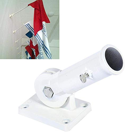 Verstellbare Wandhalterung für Fahnenstange, robuste Metall-Halterung in Weiß mit Multi-Positionsfunktion für Windsack und Fahnenmast, ideal für Haus, Garten, Vereine und Gewerbe
