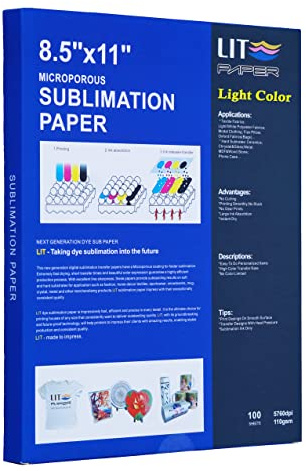 LIT Sublimation Paper 8.5x11″ 100sheets 110gsm for Heat Transfer DIY Crafts