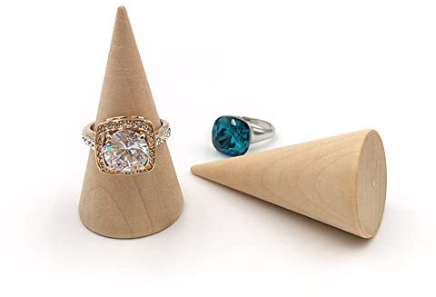 6 Stück/12 Stück/20 Stück Holzkegel Ringhalter Ringständer Schmuckständer Natur unlackiert Holz Kegelform Halter Organizer Schmuckständer DIY Handwerk Kegel Massiv Holz für Schmuckladen 12 Stück