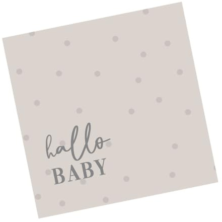 Babyparty Servietten Hello Baby in beige taupe & grau Tisch-Deko Baby-Shower Gender Reveal Taufe Geburt Junge & Mädchen Accessoires Zubehör Dekoration (40, Hallo Baby beige & taupe)