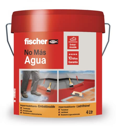 Fischer - Pintura impermeabilizante embaldosable 4L para terrazas, tejados, transitable, Blanco