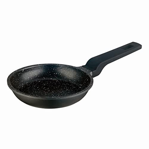 LACOR - 24114 - Blinis ECO-STONE 100% free PFOA Cast Aluminium Pan, TRIcapa Antiaderente, Soft Touch Handle, Induction Safe, Ø 14 x 5.6cm, Nero