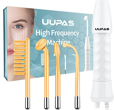 High Frequency Wand - UUPAS Portable Handheld Neon High Frequency Facial | Skin Tightening Machine with 4 Pcs Glass Tubes for Acne Firming Skin Rejuvenation Wrinkle Removal