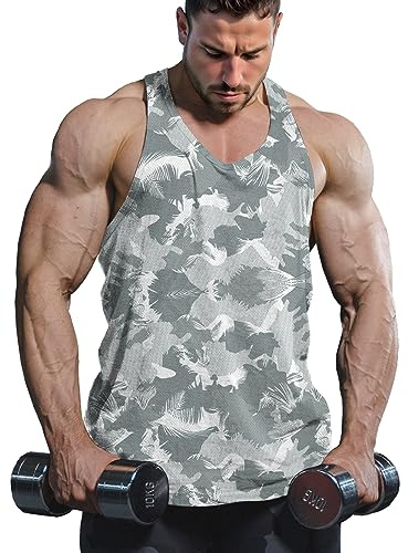 Lehmanlin Herr Stringer Tank Toppar Training Y-Back Fitness muskel-T-shirt snabbtorkande, blå, XL