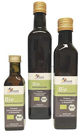 my-mosaik Bio Schwarzkümmelöl ungefiltert 100% naturrein, kaltgepresst, ägyptisch reich an mehrfach ungesättigten Fettsäuren für die gesunde Küche oder zur Hautpflege einsetzbar (250 ml)