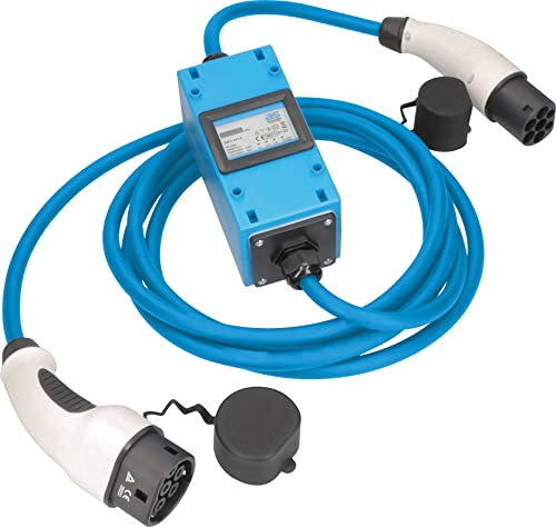 as - Schwabe Typ 2 Ladekabel für Hybrid & Elektroautos 11 kW / 5 m / 16 A / 400 V - E-Auto EV/PHEV - mit MID-konformem Stromzähler - Modus 3, 3-phasig - mit Tasche - witterungsbeständig - blau, 65109