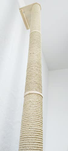 CapriCorner Wand Kletter Stamm mit Plattform, 180 cm Höhe - Katzenfreude bis unter die Decke - Kratzsäule für Katzen (180 cm, Grau)