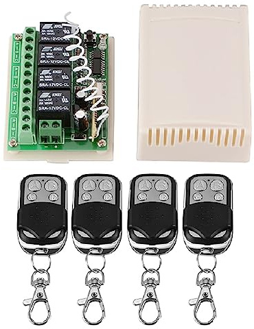 Interruptor de control remoto de radio inalámbrico de 12 V CC, módulo receptor de relé RF de 433 MHz con 4 transmisores para interruptor remoto de hogar inteligente