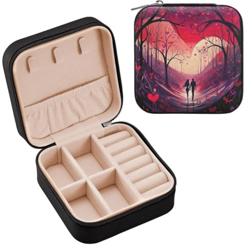 JUMBEAR Portagioie da viaggio per coppie di San Valentino, da donna, portagioie da viaggio, piccolo portagioie per collane, bracciali, orecchini