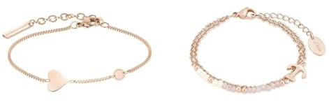 Liebeskind LJ-0511-B-20 Damen Armband Herz Edelstahl Rose 20 cm & s.Oliver Armband Edelstahl Damen Armschmuck, mit Glas, 16+4 cm, Apricot, Anker, Kommt in Schmuck Geschenk Box, 2018350