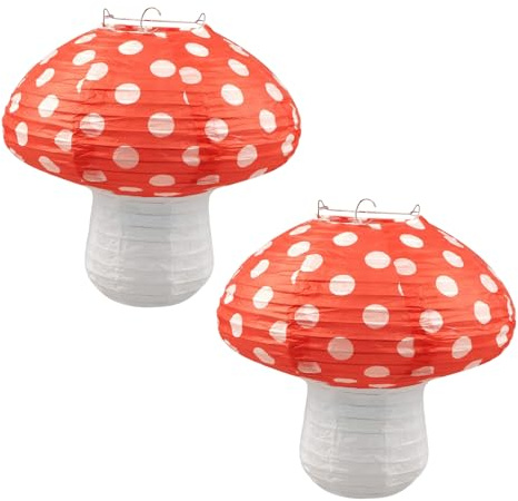 Lanterne di Carta a Forma di Fungo, 2pcs - Adatte per la Decorazione della Festa a Tema Jungle Wonderland
