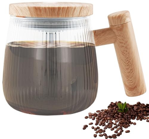Gatphy 400ml Self Stirring Mug with Handle and Lid, Electric Mixing Cup Self Stirring Coffee Mug High Speed Electric Mixing Coffee Mug Portable Self Stirring Cup for Coffee Milk Protein Powder(Clear)