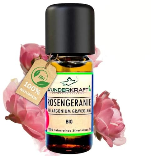 Rosengeranienöl Bio [PUR] 100% naturreines ätherisches Öl, Aromatherapie & Diffuser geeignet, Aromaöl, blumiger Frühlingsduft (10ml, Rosengeranie)