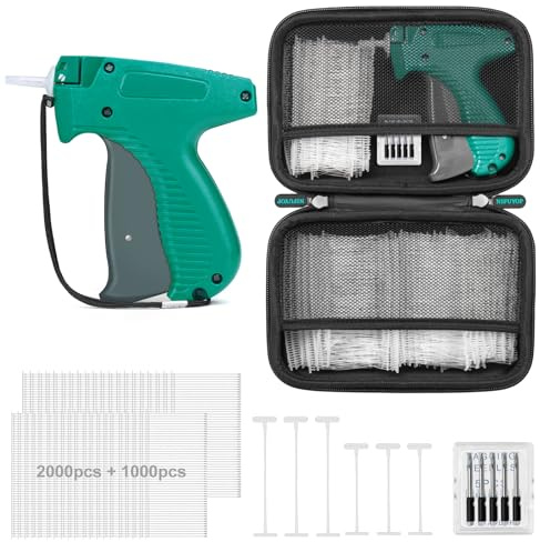 Tagging Gun for Clothing, Price Tag Gun for Clothes Labeler with Case, Standard Price Tagger Retail Garment Attacher with 6 Needles, 2000 2+1000 1.35 Fasteners for Store Warehouse Yard(Not Mini)