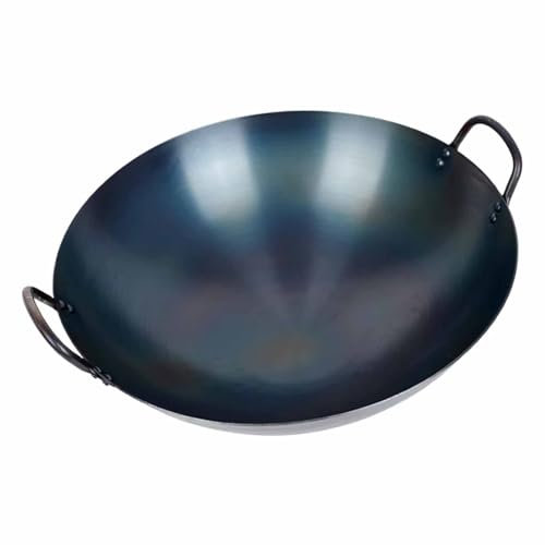Cyrank Sartén Wok De Hierro Fundido, Sartenes Wok Olla De Hierro Chino Wok Chino Olla Caliente Sartén Sartén De Doble Mango Olla para Utensilios De Cocina Chinos Caseros