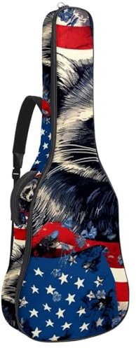 Custodia per chitarra acustica, bella custodia per 40/41/42 pollici con scomparto per accessori, custodia impermeabile con strato protettivo, tasche multiple, animali della bandiera americana,