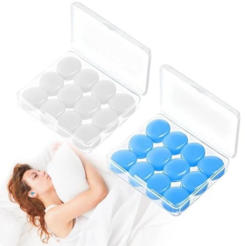 24Pcs Ear Plugs for Sleeping, Earplugs for Sleeping Noise Cancelling, Premium Moldable Silicon Earplugs, Reusable Noise Cancelling Earbuds Earplugs for Sleeping, Travelling, Studying Noise Reduction