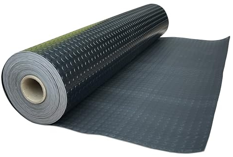Shield Autocare © Heavy Duty Commerical Grade PVC Vinyl Floor Matting Garage Industrial Coin Penny Pattern Black | Blue | Light Grey | Dark Grey | 1.3m Width | 3mm Thick (Black, 5m x 1.3m)