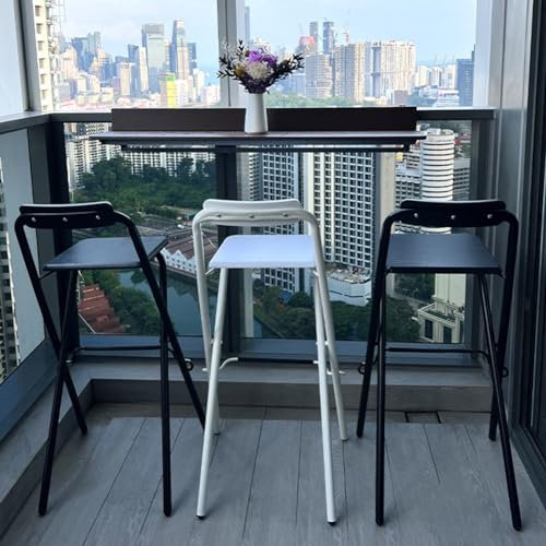 Sgabello da bar pieghevole con seduta e schienale in legno, altezza sedia per uso esterno ed interno, bianco, 65 cm