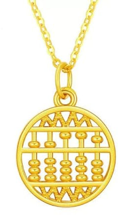 KnSam Halskette 24 Karat Gelbgold Au999, Hohl Round Abacus Kette Anhänger, 24K Gold Damenkette Echte Goldschmuck 40+5cm
