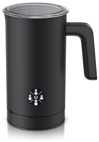 Arendo, Espumador de leche eléctrico 500 W, Carcasa de doble pared, 4 programas, Espuma caliente y fría, Espuma cremosa y firme, 150/300 ml, Revestimiento antiadherente, Cappuccino/Latte Macchiato