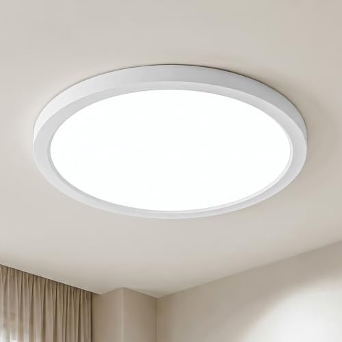 LQWELL® LED Plafoniera, IP44 Impermeabile Lampada da Bagno Rotonda Piatta 36W 6000K 4320LM Moderna Lampada Semplice Sottile per Soggiorno Camera da Letto Cucina Seminterrato Ufficio, 400 * 18mm