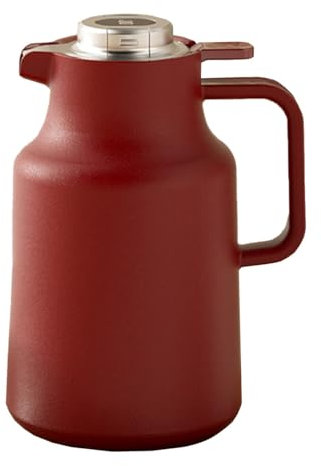 Jarra térmica aislada for café, jarra bebidas con pantalla inteligente, frías y calientes, revestimiento interior de vidrio té, chocolate agua.(Red,2L)