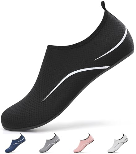 VOLHAL Chaussure Aquatique Femmes Hommes Chaussures d'eau pour Surf Plongée Nager Yoga Séchage Rapide Antidérapant Respirant Chaussures pour Sport Aquatique. Noir,43 EU