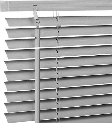 Ev Dekor PVC Venetian Blinds for Windows PVC Curtains Trimmable Shades for Home Kitchen Windows Treatment Shutters 25mm Slats Complete Child Safe Fittings - Window Venetian Blind Grey W114cm x L150cm