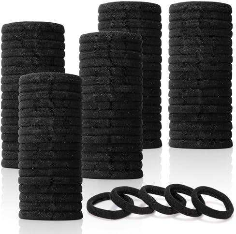 50 Haargummis Schwarz, 4,5 cm, Metallfrei, für Damen Herren Kinder | Weiches Polyester, Dehnbar & Langlebig, Ohne Ziepen, für Dickes Oder Lockiges Haar, Alltag, Sport & Styling