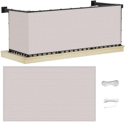 Außennetz 95 x 650 cm – Atmungsaktiver Gartenschirm, Wind- & Staubbarriere für Terrassen & Hinterhöfe, weiß, ideal für Wohnungen & Außenbereiche