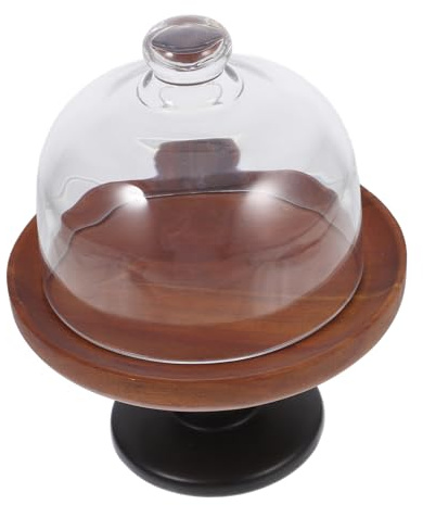 Zerodeko Soporte para Tartas de Madera con de Cristal Plato de Madera para Postres Soporte Alto para Fiestas Exhibición de Tartas y Frutas Diseño